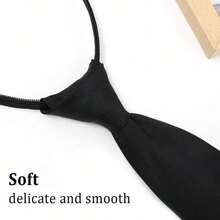 1pcs Unisex Black Simple Clip On Tie Security Tie Uniform Shirt Suit Neckties - Black - View 7