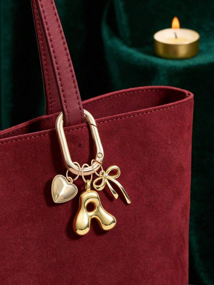 金色泡泡字母A-Z钥匙扣，可爱字母吊坠，搭配心形蝴蝶结，闪亮金属字母钥匙圈，个性化包包挂饰，手提包背包挂件，汽车钥匙链装饰。适合日常使用、旅行、上学、购物、送礼。是情人节、生日、圣诞节、节日送给女孩、青少年、女性、朋友的完美礼物。 - 彩色 - 查看 5