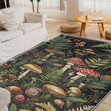 Mystic Forest Fantasy Mushrooms And Ferns Patterns Flannel Material Area Rug,Door Mats, Outdoor Carpet , Comfortable Home Decor Mat, Non-Slip Rubber Bottom,Suitable For Shopping Centers  Game RoomLiving RoomsBedroomsOffices  Camping Rug - 彩色 - 查看 2