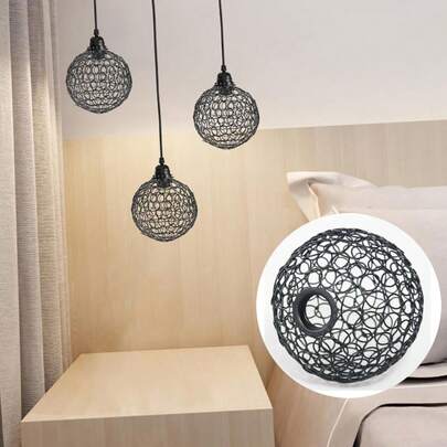 Pantalla de lámpara de bola de alambre hueco, pantalla de lámpara de jaula de hierro industrial retro, cubierta de metal electrolítico resistente para iluminación colgante y de techo, ideal para decoración de dormitorio, artículos de decoración del hogar, decoración de habitaciones, celebraciones de Pascua (excluyendo bombilla)