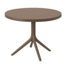 EKE Mesa de Comedor para Exterior e Interior PVC Resistente al Agua 90 cm de Diámetro x 75 cm de Altura Diseño Moderno con Base Tipo Pedestal Taupe - como en la foto - Ver 1