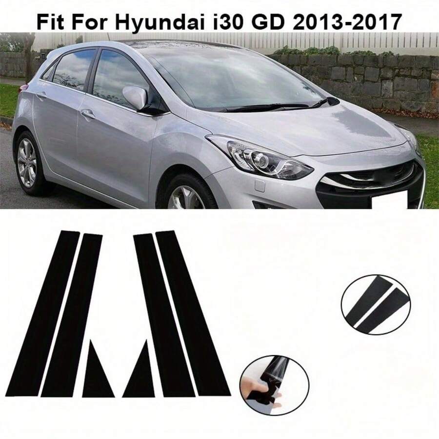 6件套汽车车门窗柱装饰贴纸,适用于2013-2017款i30/伊兰特GT车型,汽车外饰配件 - B - 查看 1