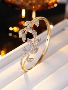 1 pieza Brazalete con diseño de hoja de estilo nicho, versátil estilo de viajero, opción de regalo elegante - pulsera - Ver 8