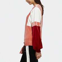 Adidas Women's Color-Blocked Loose Fit Pullover Crewneck Sweatshirt, Pink - 粉色 - 查看 6