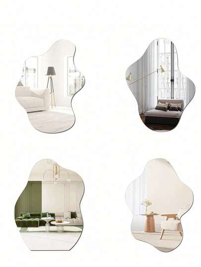 1pc Decorative Mirror In Unique Shapes, 2mm Thick Acrylic Mirror Sticker, Suitable For Bedrooms, Living Rooms, Bathrooms, And Kitchens.
