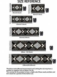 1 pieza Alfombra de gel de sílice para la cocina, patrón geométrico de diamantes de lujo, base texturizada negra con marcos de contorno dorado y bloques centrales blancos desgastados, que presentan un fuerte ambiente de arte moderno y un aspecto lujoso exquisito. Alfombra de cocina acolchada antifatiga con superficie de tela, capa intermedia absorbente de esponja y fondo de goma fácil de limpiar - Multicolor - Ver 3