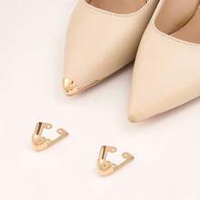 2Pcs Metal Shoes Pointed Protectors High Heel Toe Caps Cover Durable Shoe Tip Cover Elegant Shoe Head Tips Cap For Shoe Protection Repair, Dress Shoe Protection - Gold Two-piece Set - View 1
