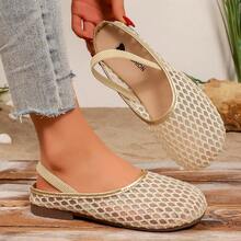 Girls Embroidered Mesh Fashion Shoes, Stylish Embroidered Lace Mesh Mary Jane Shoes In Silver And Beige, Round Toe Design With Elastic Closure, Breathable And Lightweight Wedding Party Shoes, Closure Comfortable Princess Flat Shoes For Toddler/Little Girls Aged 2-14, Suitable For Gatherings, Holidays And Vacations - Màu vàng - Xem 8