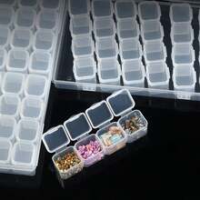 1pc Transparent Storage Box, 28 Grids DIY Diamond Painting Box, Jewelry Organizer, Plastic Storage Container For Fake Nail , Rhinestone Beads Storage Case - 無色 - 查看 8