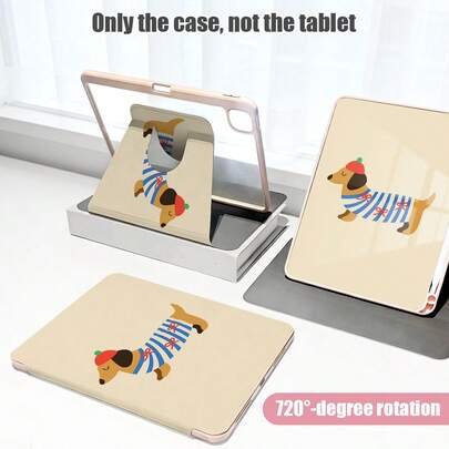 1pc Flip Cover Desk Protector With Pen Slot, Cute Dachshund Pattern, PU Leather Case With Stand, Auto Sleep/Wake Function, Compatible With Samsung A9/A9+/S9/S9FE/A11/A11+/S11/S10 FE/S10 FE+/S10 Lite And Other Popular Models, Also Suitable Compatible With Apple Air 5/6, Honor, And Other Popular Models, Suitable For Back To School Season, Valentine''s Day