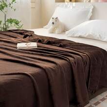 Microfiber Blanket For Standard Double Bed, Soft, Warm, Premium Winter Style - Óxido marrón - Ver 2