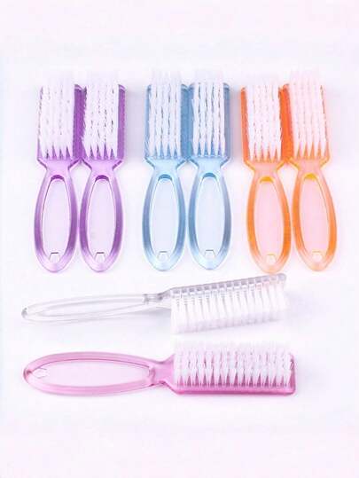 3/5/10/20 فرشاة أظافر شفافة رمادية ذات مقابض طويلة، فرش بلاستيكية لتنظيف الأظافر، أدوات فن الأظافر لتنظيف الأظافر والأصابع والأقدام