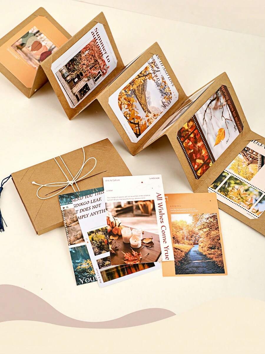 Photo Card Postcard Storage Album, DIY Handmade Folding Blank Photo Album (Fits 3/4/5 Inch Photos) - Multicolor - View 1