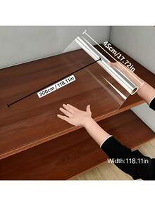 Large Roll Transparent Protective Film, Static Cling Removable, Suitable For Cabinet And Wall Covering | Washable Wallpaper, Ideal Choice For Countertops/Wooden Surfaces, Desks, Seamless Covering Materials, Cabinet Protection, Countertop Covering, Modern Decor, Cleanable Surface, Durable Vinyl, One-Time Application Thin Film, Home Decorators, Office Wall Decor - Transparent - View 4
