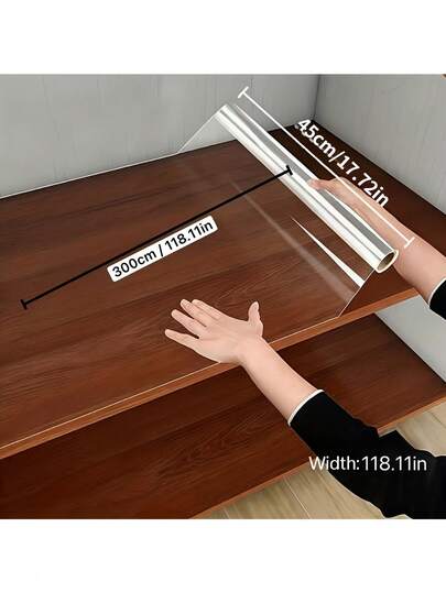 大卷透明保护膜，静电吸附，可移除，适用于橱柜和墙面装饰 | 可水洗壁纸，是台面/木质表面、办公桌的理想之选，无缝覆盖材料，橱柜保护，台面覆盖，现代装饰，易于清洁，耐用乙烯基材质，一次性薄膜，家居装饰，办公室墙面装饰