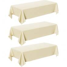 3/6pcs Ivory Color Disposable Rectangular Tablecloth, 54" X 108", Cream Waterproof Plastic Tablecloth For Party, Holiday And Gathering - Multicolor - View 10