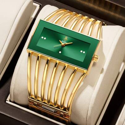  YaLaLuSi Vintage Bohemian-Style Women's Quartz Watch Skeleton Bracelet Watch Exquisite Square Dial Crystal-Studded Markers Elevates Feminine Charm Perfect For Travel, Parties, And Everyday Wear Ideal Gift For Loved Ones And Family Top Choice For Valentine's Day, Birthdays, And All Special Occasions