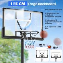 COSTWAY Basketball Hoop Outdoor System W/ 45 Inch Shatterproof PC Backboard, 4.1-10 FT Height Adjustable Basketball Goal,Black - A - View 6