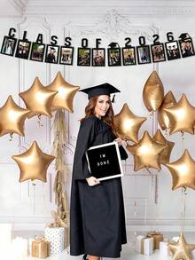 13pcs/Set 2026 Graduation Party Decorations, 2026 Graduation Photo Backdrop Banner - Large 10ft, 2026 Felt Banner For 2026 Graduation Party Decorations, Classroom Decor To Celebrate Unforgettable 2026 Graduation Party - Black - View 7