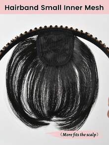 人造水钻发箍刘海接发假发，两侧较长，适合女性，自然黑色棕色刘海 - 彩色 - 查看 7