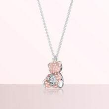 SWAROVSKI TEDDY 可愛浪漫泰迪粉小熊項鍊鎖骨鏈項鍊女女友禮物聖誕節禮物情人節禮物七夕禮物生日禮物女友禮物 - 淺粉色 - 查看 3
