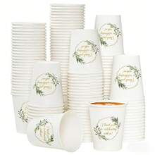 10/20/40Pcs 9oz Floral Disposable Paper Cups Thank You For Celebrating With Us Print Cups For Wedding Bridal Shower Engagement Birthday Holiday Party Table Decor Supplies - View 1