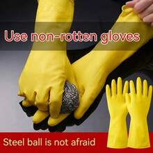 高品质乳胶手套，适用于家庭清洁——加厚耐用，防水，可用于厨房、洗碗、洗衣和洗车——无粉PVC材质 - 彩色 - 查看 4