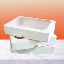 Caixas com visor transparente para doces goumert, donuts, pão de mel, trufas, bombons, sabonete artesanais e mimos,18cm, duplex 250g, cor branca embalagens 40 peças - Visão 2