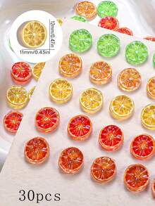 30/50/Pcs Nail Resin Accessories DIY Craft Materials Base Caps Cream Glue Headdress Phone Stickers Mini Fruit Slices - Multicolor - View 10