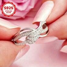 925 Silver Ring, Women's Ring, Men's Ring, Winding Group Diamond Ring, Suitable For American Valentine's Day And Christmas, Suitable For Daily, Marriage Proposal, Wedding, Banquet Wear - 銀色 - 查看 2