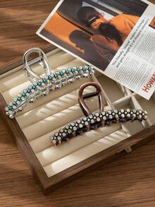 欧美波西米亚风单件装女士复古时尚个性化水钻串珠发夹，水钻在阳光和灯光下会反射出不同的颜色，适合长发女孩四季佩戴。 - 銅色 - 查看 5