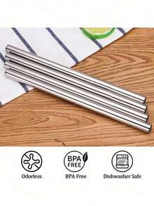 3支装不锈钢吸管，带清洁刷，可重复使用饮用吸管 - 彩色 - 查看 10