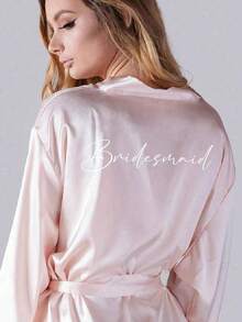 Customized Satin Bride Robe With Lace Trim, Customized Bride & Bridesmaid Wedding Robe, Personalized Satin Robe, Customized Bride Robe, Bridesmaid Prep Robe, Wedding Party Robe, Lace Trim Robe, Customized Name Robe, Bride Robe Gift, Bridal Party Gift, Silky Loungewear, Bride Party Matching Silky Loungewear Gift, Prep Robe - Multicolor - View 11