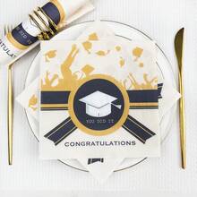 Serviettes en papier pour la remise des diplômes 2026 - Serviettes jetables pour les fêtes de remise des diplômes universitaires et du secondaire - Serviettes de table pour la saison des remises de diplômes - Voir 6