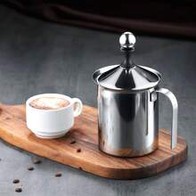 手动奶泡拿铁花式不锈钢手泵牛奶打蛋器咖啡杯牛奶奶泡机牛奶拿铁奶泡打蛋器 - 彩色 - 查看 6