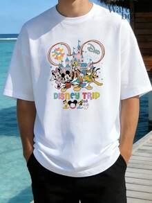 1PC Disney Printed T-Shirt,Disney Disneyland T-Shirt, Disney Family Vacation T-Shirt,Father's Day And Mother's Day T-Shirt, Gift For Parents,High-Quality Pure Cotton T-Shirt,Suitable For All Seasons, Comfortable And Breathable| Exquisite Design | The Best Choice For Giving Gifts - Man-white - View 2