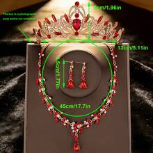 1套巴洛克风格新娘奢华皇冠，婚礼派对头饰配饰套装 - 彩色 - 查看 2