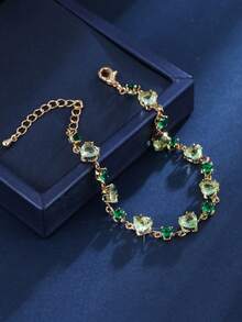 1pc Heart & Round Spacer Cute Sweet Zirconia Bracelet, Suitable For Daily Wear And Gift - F51771 - View 3