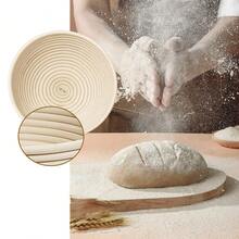 2pcs Banneton Proofing Basket Set - 9 Inch Round And 10 Inch Oval Natural Wicker Banneton Bread Proofing Baskets - Includes 6 Linen Liners - Cleaning Brush - Sourdough Baking Supplies - Multicolor - View 3