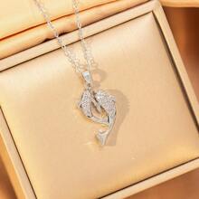 1件精美奢华锆石镶嵌双鱼座吊坠项链，时尚优雅女士项链 - 彩色 - 查看 2