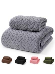 MAANGE Grey Coral Velvet Bath Towel Set (2Pcs) - 1Pcs Bath Towel 55"X27.5" & 1Pcs Hand Towel 29.5"X14" - Ultra Soft, Highly Absorbent, Quick Drying, Non-Shedding - Unisex Home Bathroom Decor, Beach & Pool Essentials - Grey - View 6