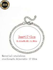 Znice不锈钢闪亮不对称刀锋极简手链，时尚个性化首饰套装，适合日常佩戴、派对佩戴、海滩度假佩戴，防水耐用 - 銀色 - 查看 3