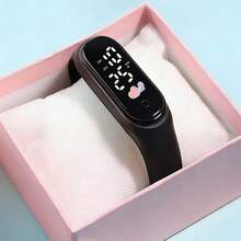 5件套TPU硅胶表带男女通用LED心形数字手表，显示时间、月份、年份、星期，适合上学、日常佩戴、节日和送礼。 - 彩色 - 查看 4