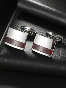 1 Pair Geometric Copper Burgundy Square Cufflinks For Men - Multicolor - View 4