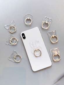 2pcs Random Shape Transparent Acrylic Crystal Phone Finger Ring Holder Stand - Clear - View 1