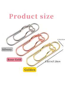 3Pcs Simple Practical Silver Stainless Steel Multifunctional Metal Clip Set High Quality Stainless Steel With Pen Clip, Bracket & Suspension Function Office School Student Stationery Document Organizer For Back To School Graduation Season New Year Valentine's Day - Multicolor - View 2