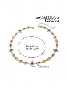 1pc Vintage Luxurious Multi-Color Geometric Crystal Necklace, Men's Personalized Geometric Chain Necklace, Daily Party Outfit Accessory, Couples Necklace, Holiday Gift - 幾何水鑽項鍊 - 查看 6