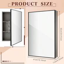 Suzile Modern - Botiquín de medicina de 16 x 24 x 4.3 pulgadas con espejo montado en la pared enmarcado para baño 3 estantes para puertas correderas montadas en la pared color gris claro 1 unidad - Gris Claro - Ver 3