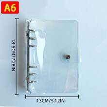 1个极简透明A5/A6计划本封面，6孔可替换内芯活页夹，PVC材质活页笔记本外壳，带按扣，适用于学校、会议、旅行和办公，情人节礼物，返校季礼物 - 彩色 - 查看 13