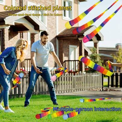 1 pieza Juego de lanzamiento de pelota para playa y patio trasero - Juego familiar de diversión al aire libre Meteor Ball - Juego interactivo colorido, que mejora las habilidades de movimiento y entretiene en fiestas, adecuado como regalo de Navidad, Halloween, Acción de Gracias, actividad divertida, juego de lanzar y atrapar pelotas, interesante juego de pelota de colores para el patio de recreo de la escuela, campamento, actividades al aire libre, juego saludable y entretenido, juego de actividad multijugador